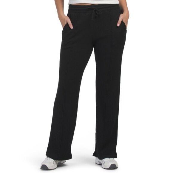 YOGALICIOUS Black Brushed Inside Waffle High Rise Wide Leg Sweatpants